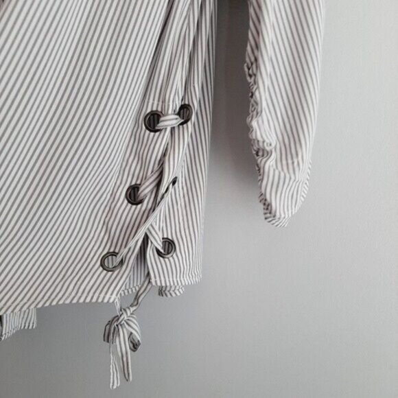 IN EVERY STORY / Penningtons Button Down Striped Shirt Lace-Up Sides Sz X - Picture 5 of 11